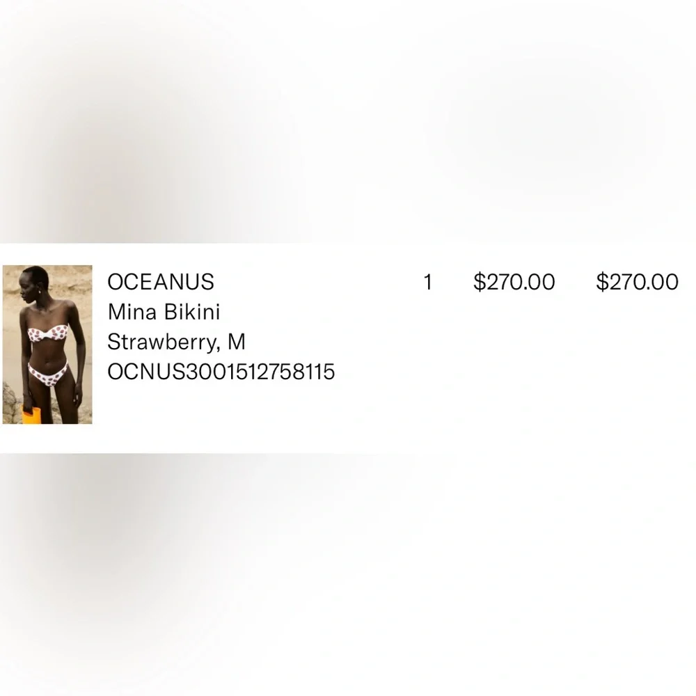 Oceanus Strawberry Print White Bandeau Bikini Top & Bottom Set